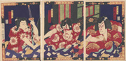 Nakamura Shikan IV , Ichikawa Sadanji and Onoe Kikugorō V in Kagamiyama wakabo no momiji at the Chitoseza